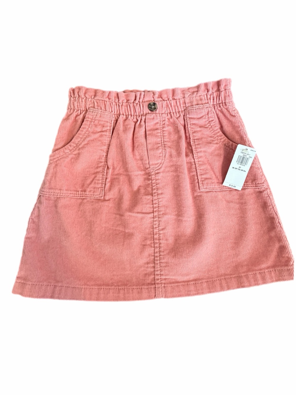 NWT Toddler Pink Corduroy Skirt Ruffle Elastc Waist with Pockets